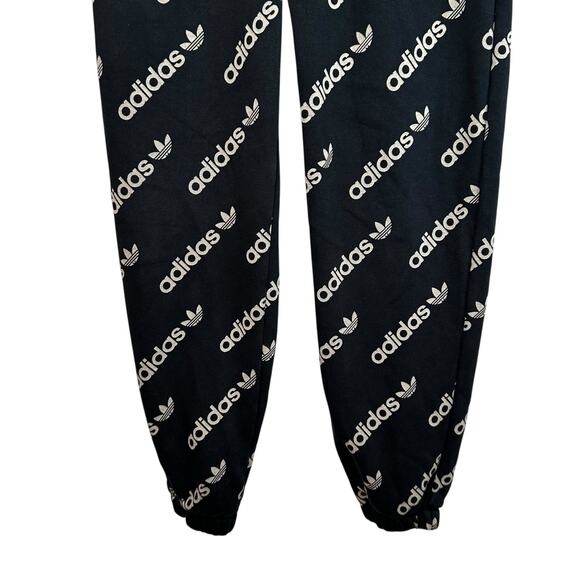 Adidas Originals Logomania Repeat Logo Track Pants Black Tan Small Blokecore Y2K - Picture 4 of 10